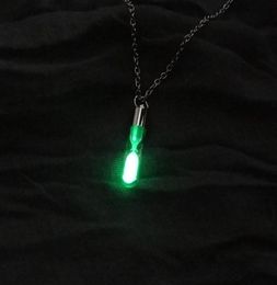 Hourglass Necklace Glass Pendant Glow In The Dark Necklace Silver Chain Luminous Jewelry Women Gifts Gem Accessories8864129