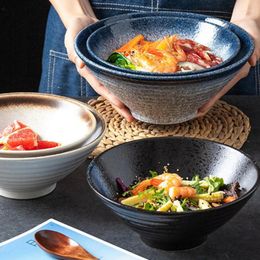 Bowls 1pcs Lamian Noodles Ceramic Noodle Soup Bowl Japanese Tableware Hat Home Salad Rice Dish