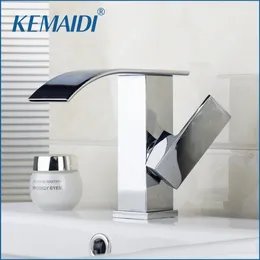 Bathroom Sink Faucets KEMAIDI RU Mixer Basin Tap Faucet Construction & Real Estate Chrome Waterfall Spout Single Handle Hole