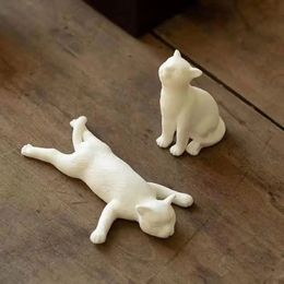 LUWU ceramic teapets cute cat white tea play chinese set decoration 240411