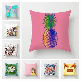 Pillow 45 45cm Cover Polyester Peach Skin Colourful Pineapple Office Nap Throw Case