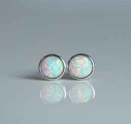 Stud Earrings 925 Sterling Silver Bezel Setting Ear Jewelry For Women Fashion White Fire Opal Wedding Top Quality4533569