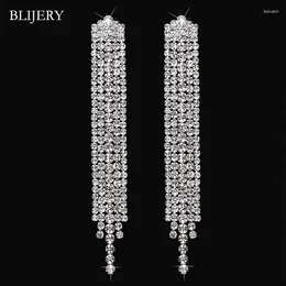 Dangle Earrings BLIJERY Bling Rhinestone Long Tassel Wedding For Women Fashion Crystal Hanging Bridal Drop Earring Party Jewellery