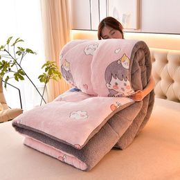 Double Side Polyester Cashmere Comforter Colourful Winter Sherpa Quilt Thickened Warm Blanket Lamb Wool Queen Full Size Duvet