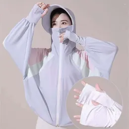 Women's Jackets Breathable Women Sunscreen Hoodie Summer Ice Silk Long-sleeved Thin Jacket Outdoor Sports UV Protection Shirt