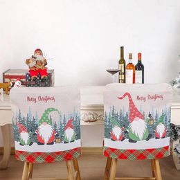 Chair Covers Christmas Cover Decorations Festive Ornament Chairs Cartoon Pattern Printed Printing Festival Dining Santa Claus