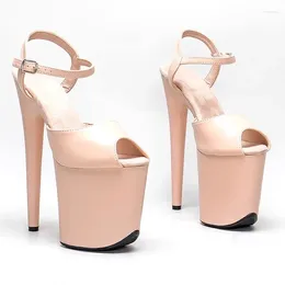 Dress Shoes 20cm/8inches Shiny PU Upper Open Toe Electroplate Platform High Heel Sandals Sexy Model Pole Dance 106