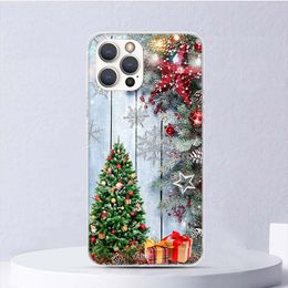 Merry Christmas Tree Snow Soft Case For iPhone 11 12 13 Mini 14 Pro Max 15 Cover Apple Phone Cover X XS XR SE 7 Plus 8 + 6S 5S