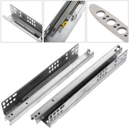 2 Pcs Slide Silent Rails Ball Bearing Closet Sliding Drawer Road Guide Dresser Buffer Track