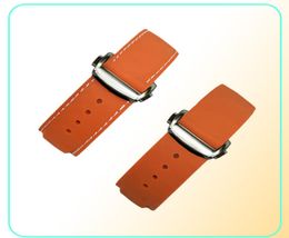 20mm Watch Strap Bands Men Women Orange Black Waterproof Silicone Rubber Watchbands Bracelet Clasp Buckle For Omega PlanetOcean 6756439