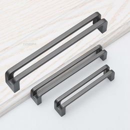 Modern Zinc Alloy Black Cabinet Handles and Knobs Drawer Knobs Kitchen Cupboard Wardrobe Pulls Furniture Hardware