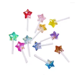 Decorative Flowers 50/20pcs Resin Flatback Star Lollipop Cabochons Mini Food Flat Back Cabochon For Bows Accessories DIY Scrapbooking Crafts