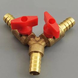 8mm 10mm 12mm Hose Barb Y Type Three 3 Way Brass Shut Off Ball Valve Pipe Fitting Connector Adapter For Fuel Gas Water Oil Air