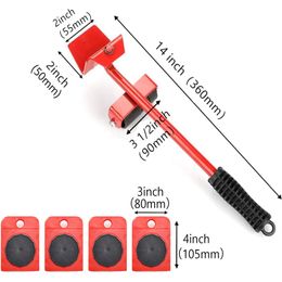 5Pcs Heavy Duty Furniture Lifter Transport Tool Wheel Bar Mover Furniture Mover Set Removal Lifting Moving Furniture Helper Tool