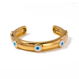 Bangle Fashion Jewellery Luxury Temperament Enamle Eyes Open Cuff Bracelets For Women European And American Design Accessories