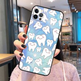 Dentist Tooth Pattern Phone Case For iPhone 14 15 Pro Max XS X XR Cover For iPhone 13 12 Mini 11 Pro Max 7 8 Plus