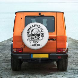 Goonies Never Say Die Spare Tyre Cover for Suzuki Mitsubish Pirate Skull SUV RV Camper Car Wheel Protectors Accessories