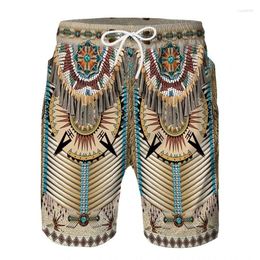 Men's Shorts Boho Nationality Tribe Graphic Bermudas Fashion Hawaiian Short Pants For Men Clothes Indians Beach Vintage