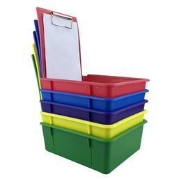 10pcs Colourful Dental Work Lab Pans Neaten Case With Metal Clip Holder ABS Plastic Durable Storage Case Dentistry Turnover Box