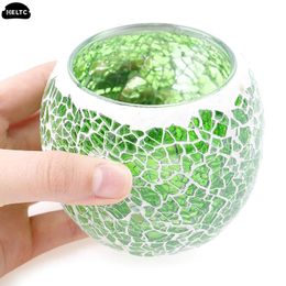 1PCS Mosaic Glass Candle Holder Candle Tea Light Holder Glass Handmade Candle Stands Mosaic Style Home Decor