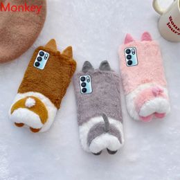 3D Cute Corgi Soft Squishy Butt Phone Cases For OPPO Realme 9I 10 9 8 7 6 5 C35 C33 C30 C21Y C17 C15 C12 C11 C3 Plush Soft Cover