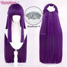 Anime Costumes High Quality Fern Cosplay Wig Anime Purple Black 80cm Long Straight Hair With Headwear Heat Resistant Synthetic Wigs + Wig Cap 240411