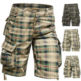 Mens Medium Pants Summer Cotton Comfortable Outdoor Sports Beach Pants Trend Plaid Shorts Loose Straight Large Size Cargo Pants 240410