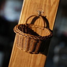 Mini Woven Basket Portable Kitchen eggs Garlic Ginger Organiser Flower Plant Pot Wall Hanging Basket Desktop Sundries Container