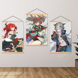 Arknights Wall Art Modular Lappland Wooden Hanging Anime Painting Picture Hd Angelina Prints Surtr Home Poster Canvas Room Decor