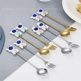 Forks Coffee Mixing Spoon Stainless Steel Style Cake Fruit Special Gift Tableware Cartoon Dinnerware Children Scoop