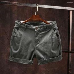 Men's Shorts Men Summer Beach Mid-rise Elastic Waist Casual Solid Colour Pockets Design Cargo Streetwear