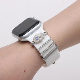 Unique Watch Band Ornament Diamond Love Ornament Metal Charms Decorative Ring For Apple Watch Band Smart Watch Silicone Strap