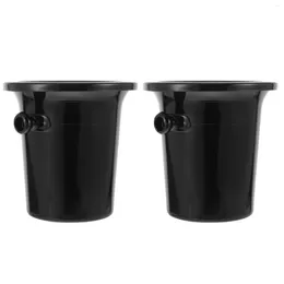 Disposable Cups Straws 2PCS Round Double Ears Spittoon Plastic Tasting Ice Bucket Accessories (Black)