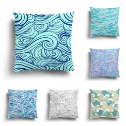 Pillow Ocean Wave Printing Plush Pillowcase Home Decoration Sofa Cover Japanese Pattern Can Be Customised 60x60