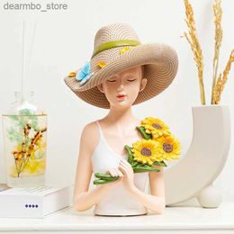 Arts and Crafts Nordic Sunflower irl Statue Handicraft Decoration Creative Home Porch Livin Room TV Cabinet Bedroom Desktop Decoration ift L49