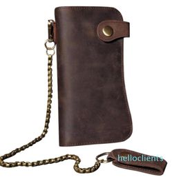 Men Leather Chain Wallet Card Holder Billfold Checkbook Trucker Biker Clutch6121215