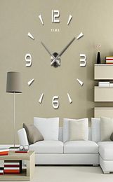 Large Wall Clock Quartz 3D DIY Big Decorative Kitchen Clocks Acrylic Mirror Stickers Oversize Wall Clock Home Letter Home Decor8792210