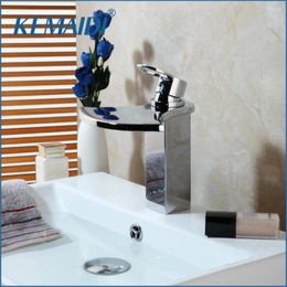 Bathroom Sink Faucets KEMAIDI Solid Brass Basin Modern Faucet Waterfall Single Hole Cold And Water Tap Mixer