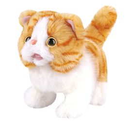 Electronic Plush Cat Toy Robot Tiger Wag Tail Electric Cute Animal Walking Runing Monkey Pet With Sound Kids Christmas Gift