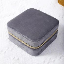 Flannel Portable Jewelry Box Square Luxury Gift Packaging Velvet Jewellery Storage Case Leather Ring Earring Holder Organizer