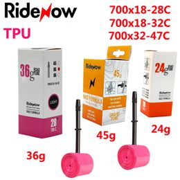 RideNow TPU Road Bicycle Inner Tube 700x18C 23C 25C 28C 32C 35 37 40 47C Tyre 45/65/85mm French Valve MTB Bike 29x1.5 1.75 1.9