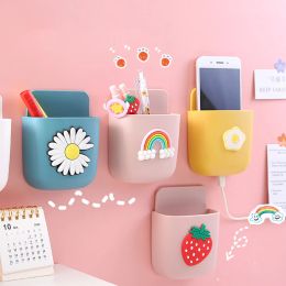 Kawaii Daisy Pen Holder Self Adhesive Wall Hanging Makeup Brushes MobilePhone Holder Stationery Desk Organiser Office Supplies