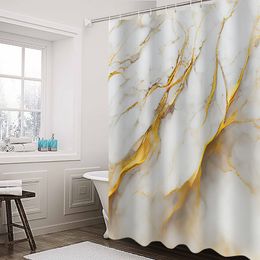 Marble Texture White Shower Curtains Waterproof Bath Curtains Home Decor Modern Luxury Bathroom Curtain