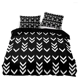 Bedding Sets White Arrow Pattern Duvet Cover Reliable Quality Set Double Twin Size With Pillowcase For Nordic Style Home Textiles