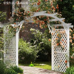 Decorative Plates Antiseptic Wood Arch Flower Stand Outdoor Garden Lattice Villa Household Solid Grape Rack Arched Door