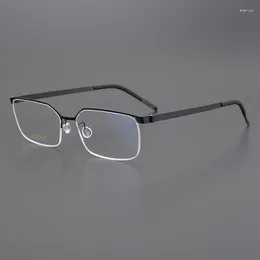 Sunglasses Frames Ultra-thin Ultra-light Pure Titanium Half-frame Box Myopia Glasses For Men With Anti-blue Discoloration Prescription