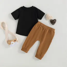 Clothing Sets Baby Boys Mother S Day Outfit Summer Letter Print Short Sleeve T-shirt And Elastic Sweatpants Set