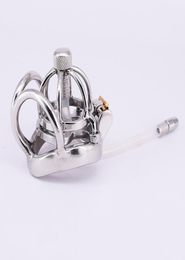 Male Device with Urethral Tube Plug Stainless Steel Anti-off Ring Cock Cage Sex Toy For Men8715883