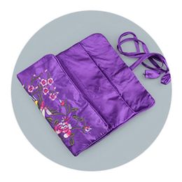 Jewelry Pouches Bags Oriental Silk Jewellery Roll Wrap Pouch Organizer Travel Storage Case2596