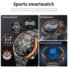 LIGE Smart Watch Sport Compass Man Outdoor Bracelet Waterproof Heart Rate Blood Pressure Tracker For 1.52Large Screen Smartwatch